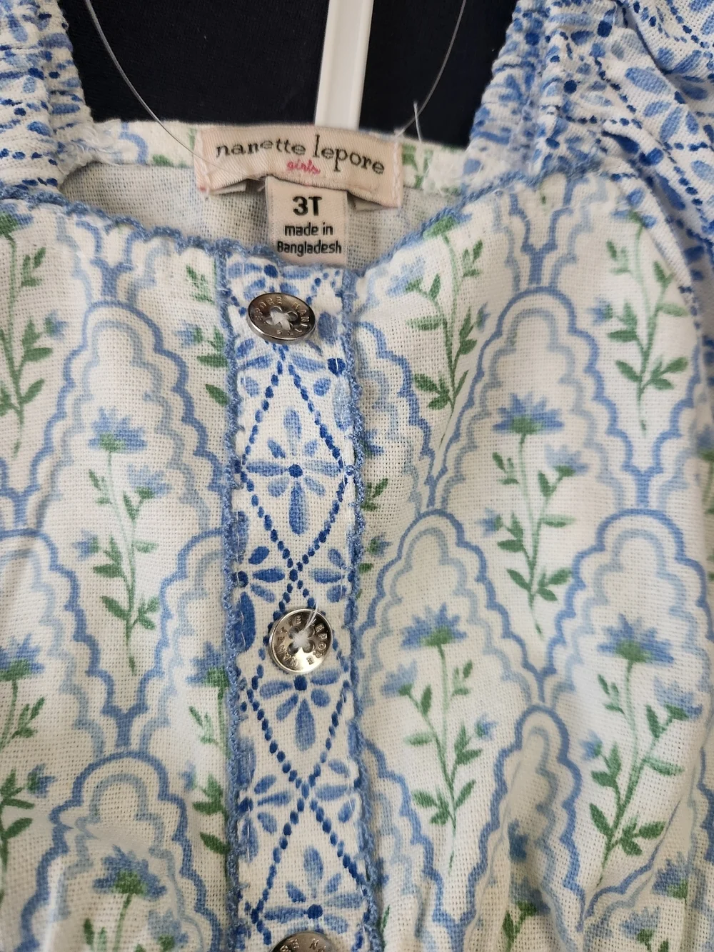 Nanette Lepore Light Blue and White Floral Girl's Matching Short Set, S4T, NWT